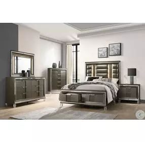 Charlotte Copper Queen Upholstered Platform Storage Bed