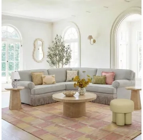 Darcy Travertine Round Outdoor Concrete Top Coffee Table