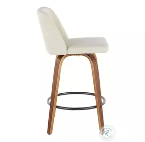 Tintori Cream Fabric And Black Accent Counter Height Stool Set Of 2