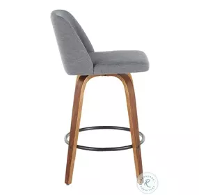 Tintori Grey Fabric And Black Accent Counter Height Stool Set Of 2