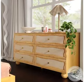 Grappa Natural Wood And Rattan Wavy Dresser