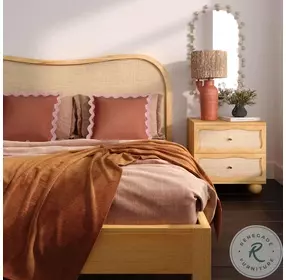 Grappa Natural Wood And Rattan King Panel Bed