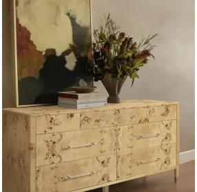 Brandyss Natural Burl 7 Drawer Dresser