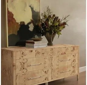 Brandyss Honey Burl 7 Drawer Dresser