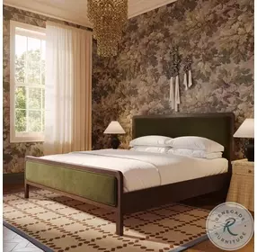 Hella Forest Green Velvet Queen Upholstered Bed