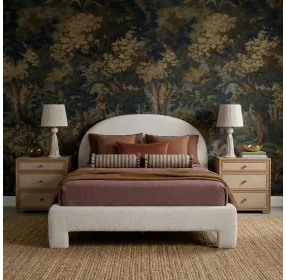 Orphea Off White Performance Fabric King Upholstered Panel Bed
