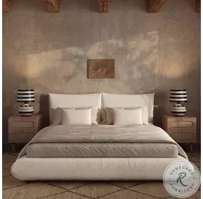 Romp Cream Upholstered Queen Platform Bed