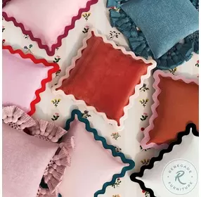 Scalloped Pink And Terracotta Throw Pillow