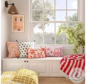 Portia Orange Embroidered Cotton Flex Accent Cushion