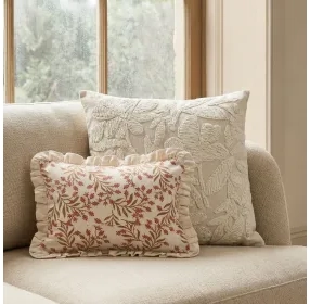 Tabitha Cream Square Embroidered Throw Pillow