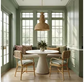 Dorine Mint Green and White Performance Fabric Upholstered Arm Chair