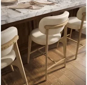 Carnation Cream Upholstered Counter Height Stool