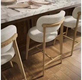 Carnation Cream Performance Fabric Upholstered Counter Height Stool