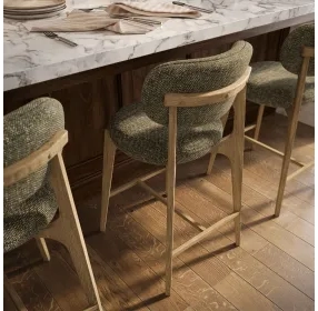 Carnation Forest Green Performance Fabric Upholstered Counter Height Stool
