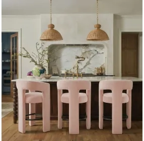 Malone Blush Performance Fabric Upholstered Bar Stool
