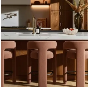Malone Rust Red Performance Fabric Upholstered Bar Stool