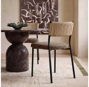 Celine Brown Performance Boucle Upholstered Dining Chair Set of 2