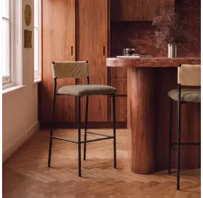 Celine Brown Performance Boucle Upholstered Bar Stool