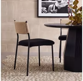 Celine Black Performance Boucle Upholstered Dining Chair Set of 2
