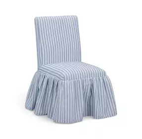 Gertrude Blue Striped Performance Linen Upholstered Dining Chair