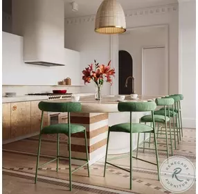 Liliana Forest Green Velvet Bar Stool