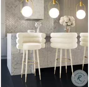Betty Cream Velvet Counter Height Stool
