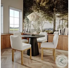 Tiara Cream Performance Velvet Oak Dining Chair