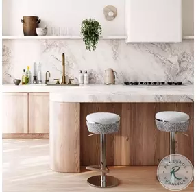 Astro White and Grey Boucle Adjustable Stool