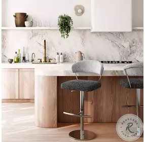 Cosmo Black and Grey Boucle Adjustable Bar Stool