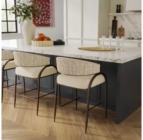 Tatum Cream Performance Fabric 2 Tone Counter Height Stool