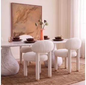 Manu Cream Performance Chenille Upholstered Dining Chair