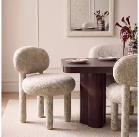 Manu Neutral Floral Performance Fabric Upholstered Dining Chair