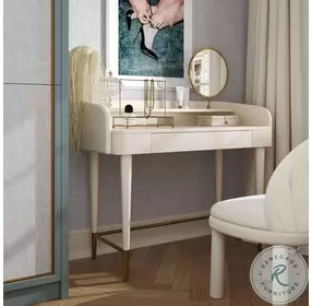 Penelope Cream Vegan Leather Wrapped Vanity Desk