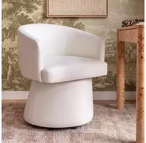 Kristen Cream Performance Vegan Leather Upholstered Swivel Desk Chair
