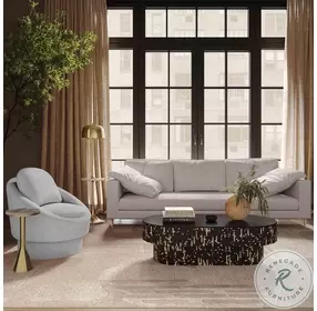 Vari Light Grey Textured Velvet Lounge Sofa