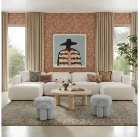Tarra Cream Performance Fabric 4 Piece Modular Sectional