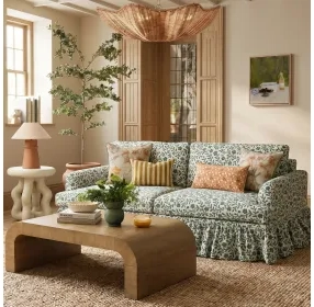 Gertrude Gray and White 90" Sofa