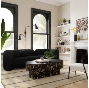 Amelie Black Faux Fur 91" Sofa
