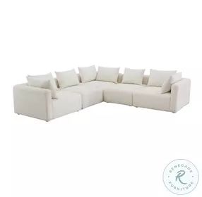 Hangover Cream Boucle 5 Piece Modular L Sectional