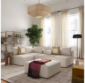 Hangover Cream Linen Modular 64" Loveseat
