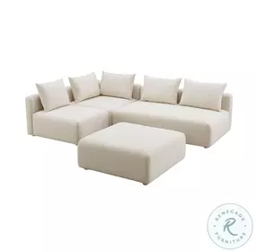 Hangover Cream Linen 4 Piece Modular Chaise Sectional