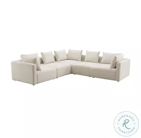 Hangover Cream Linen 5 Piece Modular L Sectional
