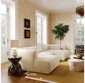 Tarra Cream Performance Fabric 4 Piece Modular Oversized Sectional