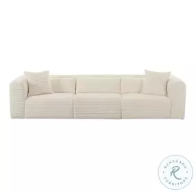 Tarra Fluffy Cream Corduroy Performance Fabric Oversized Modular Sofa