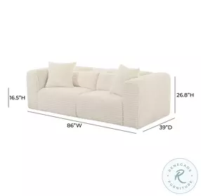 Tarra Fluffy Cream Corduroy Performance Fabric Oversized Modular Loveseat