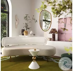 Tischa Cream Boucle and Gray Velvet Sofa