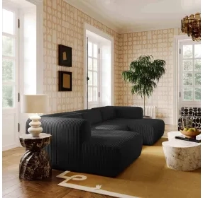 Tarra Black Performance Fabric 4 Piece Modular Oversized Sectional