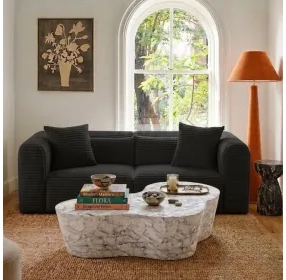 Tarra Black Performance Fabric 86" Loveseat