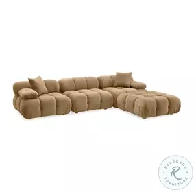 Calliope Cafe Au Lait Performance Velvet 4 Piece Modular Sectional