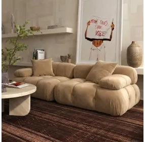 Calliope Cafe Au Lait Performance Velvet Modular 79" Loveseat